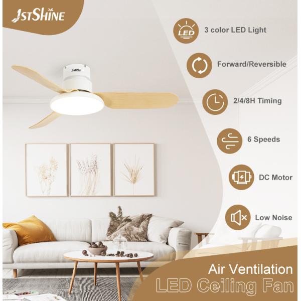 Ventilador de teto LED de estilo nórdico com 3 lâminas e 6000k temperatura de cor