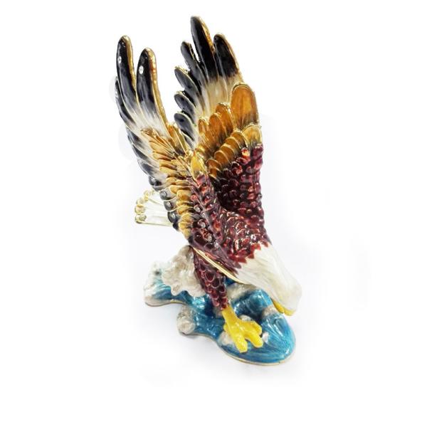 Eagle birds design jeweled enamel trinket box eagle bird enamel trinket boxes