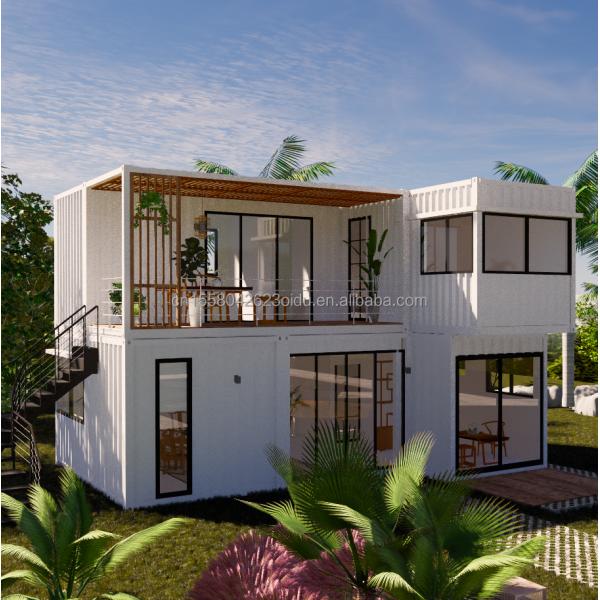 Color personalizado 20ft Flat Pack Living Steel Frame Modular Home Panel de sándwich prefabricado Envío de 3 dormitorios Casa de contenedores