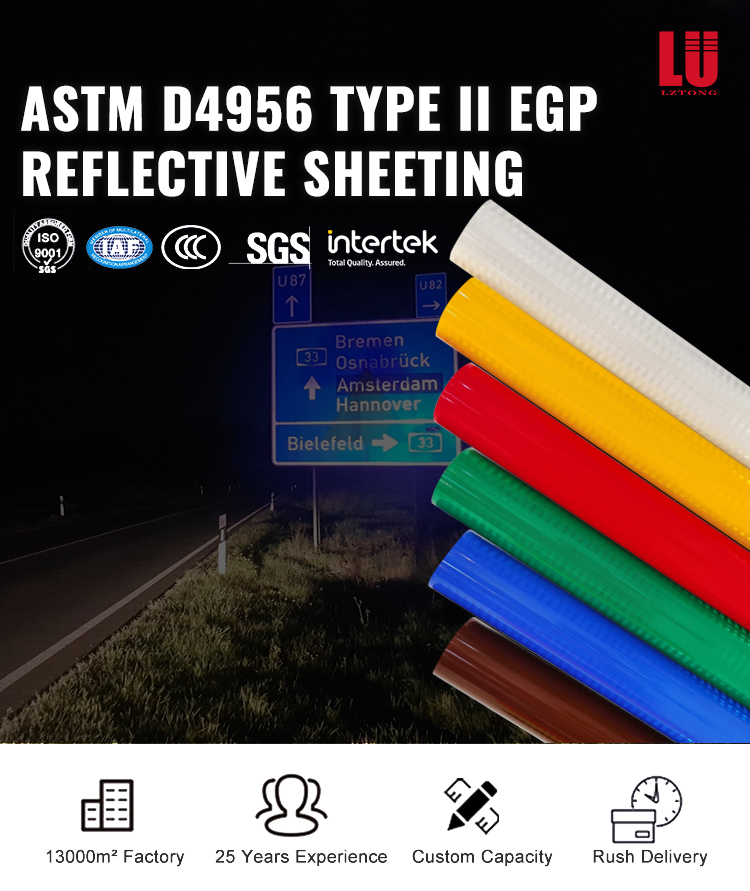 OEM Prismatic EGP Reflective Sheeting Vinyl Rolls For Safety Sign