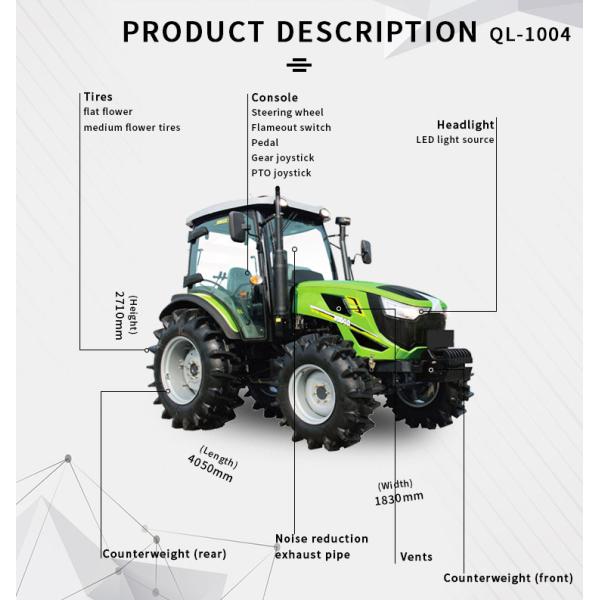 Hydraulic Steering Agricultural Farm Tractor 100HP 4x4 Mini Tractor