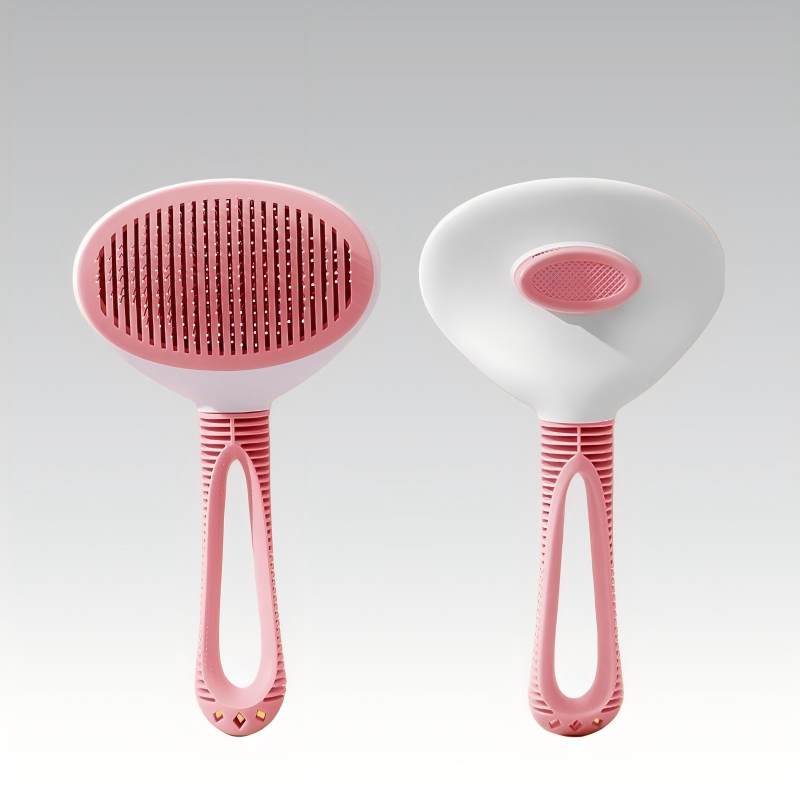 Ergonomic Hollow‑Handle Self‑Cleaning Pet Slicker Brush Mould & Finished Product
