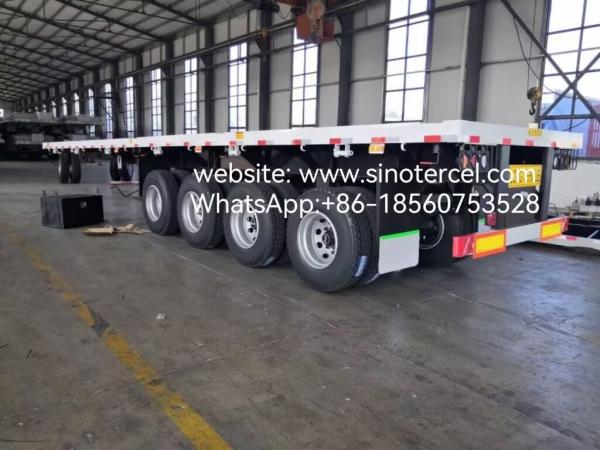 4 Axles 40ft Fuwa Axles Flat Bed Semi Trailer Strong Bearing Stable