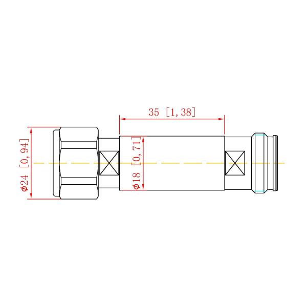 DC-4G 5W 4.3-10 Male-4.3-10 Female xdB Attenuator