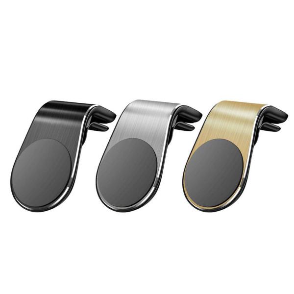 L Type Magnetic Mobile Car Vent Clip Phone Holder Metal Silicone Pad