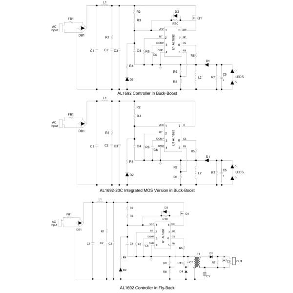 AL1692S-13 90V 0.5A LED Driver PF>0.9 Non-Dimmable SOP-8 -40°C to +105°C High Efficiency