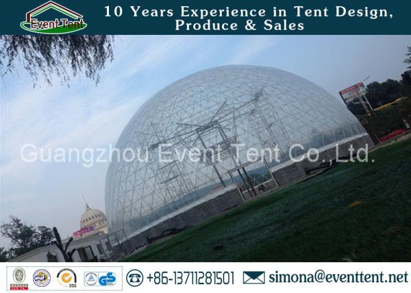 Fashion Clear Geodesic Dome Tent  Fire Ratardant With Hot Dip Galvanized Steel Pipes