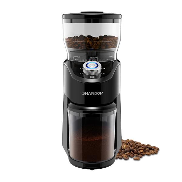 220 volts Shardor Burr Coffee Grinder cônico 150W de aço inoxidável com luz do diodo emissor de luz