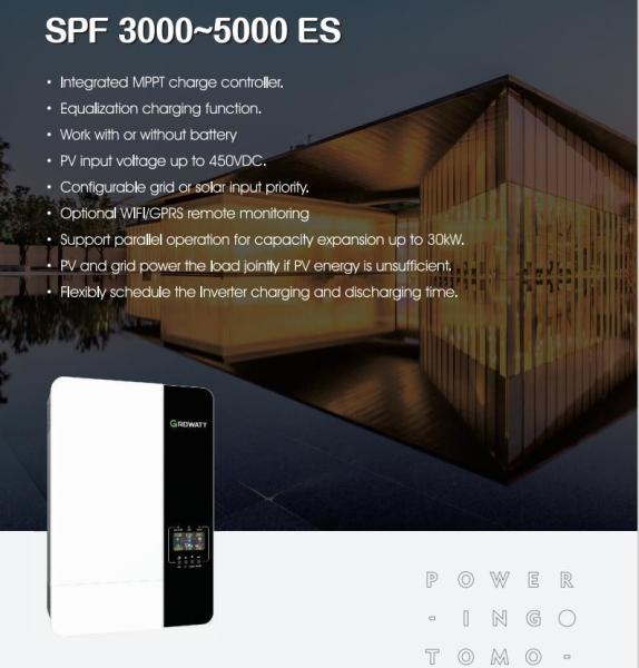 Wholesale Price Growatt Spf 5000Es Solar On Grid Inverter 3Kw 5Kw 10Kw 15Kw 20Kw On Grid Solar Inverter On/Off Grid Ph3000