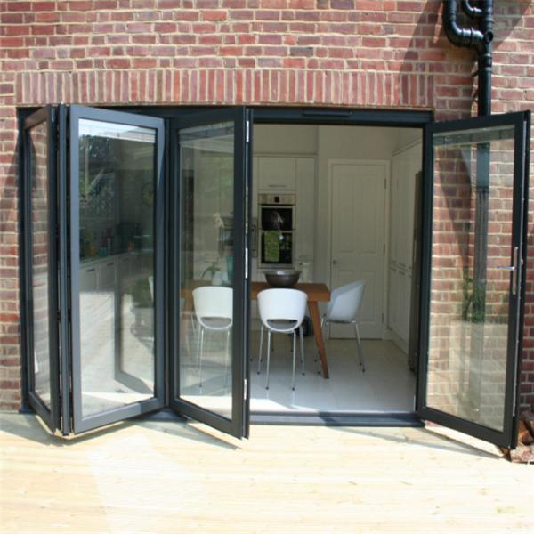 5mm Tempered Glass Commercial Aluminium Doors , Aluminum Frameless Folding Sliding Doors