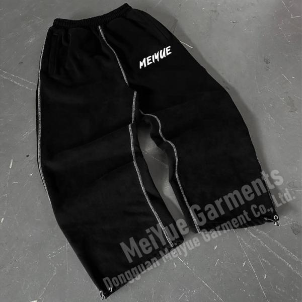 Custom Mens Joggers Striped Wide Leg Flared Baggy Stacked Sweatpants Men Casual Cotton French Terry Sweat Pants Trousers for Men