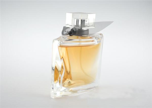 Square Clear Mini Perfume Bottles Empty With Cap , Glass Scent Bottle