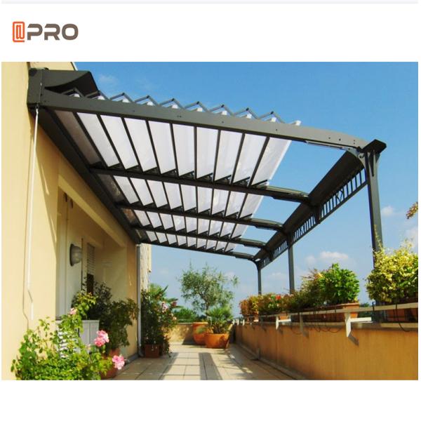 Large Retractable Customized Sunshade Pergola Commercial Outdoor  Solar  Roof Pergola