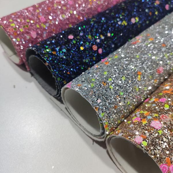 Synthetic Shoes 3D Chunky 50m/Roll Glitter Leather Fabric