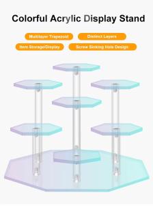 13cm Dia X 9cm Hexagon Acrylic Display Shelf For Action Figures Dolls Jewelry