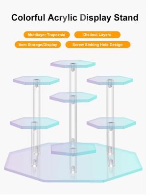 13cm Diâmetro X 9cm Hexágono Prateleira Acrílica Para Figuras de Ação Bonecas Armazenamento de jóias