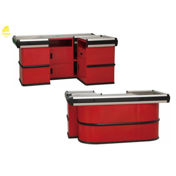 Red Commercial Checkout Counters , Aluminum Alloy Seal Cashier Checkout Counter