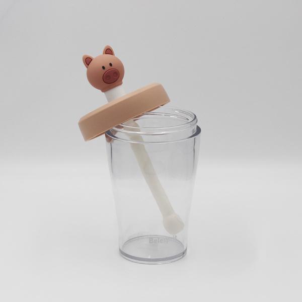OEM ODM 430ml Transparent Cartoon Water Bottle With Animal Stopper