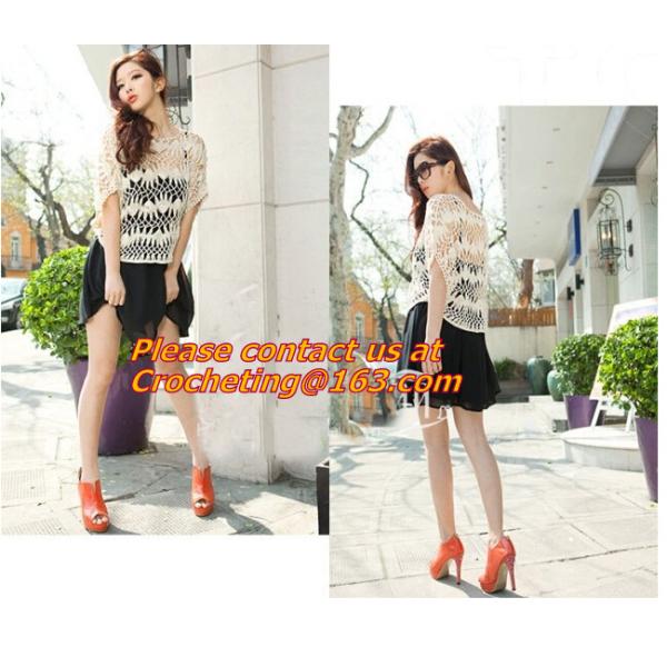 Crocheted, loose Crochet knitted blouse wears batwing hollow pullover sweaters top, hollow