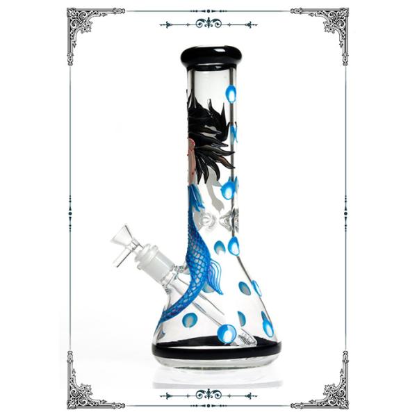 PHOENIX STAR 7MM Beaker Glass Bong Smoking Water Pipe Mermaid Facing