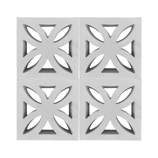 Resort-Style Concrete Breeze Screen Fencing 300x300mm Decorative Four-Petal Sunshade Blocks for Villa Courtyards & Pool Privacy Walls