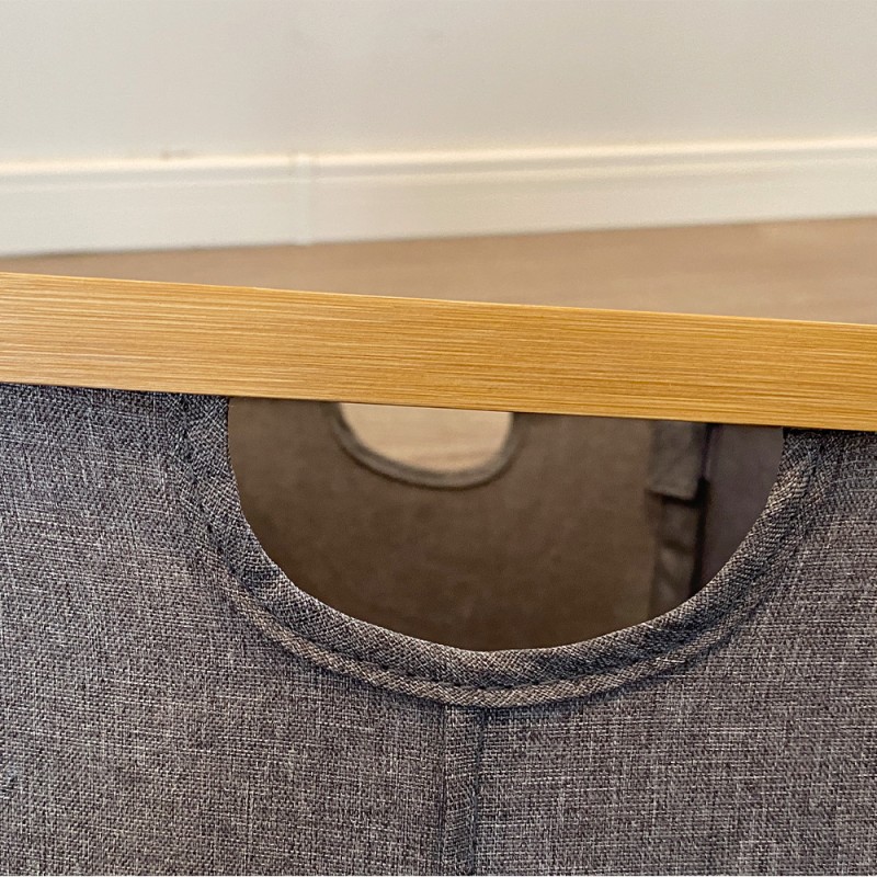 Custom Large Capacity Rectangle Bamboo Storage Basket Oxford Cloth Toy Organizer Box for Bathroom Wardrobe Dirty Clothes Storage