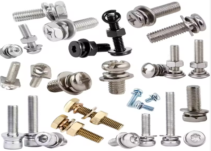 Metal Sems Slotted Phillips Torx Hex Socket Drive Pan Cap Truss Round Head Screw Assembled With Double Square Flat Spring Washer