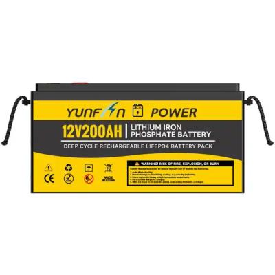 12V 200Ah LiFePO4 Battery 0.5C Charge Discharge 12.8V 2560Wh Deep Cycle Lithium Battery With BMS 5000 Cycles Replace Lead Acid For RV Solar Marine UPS Backup Power