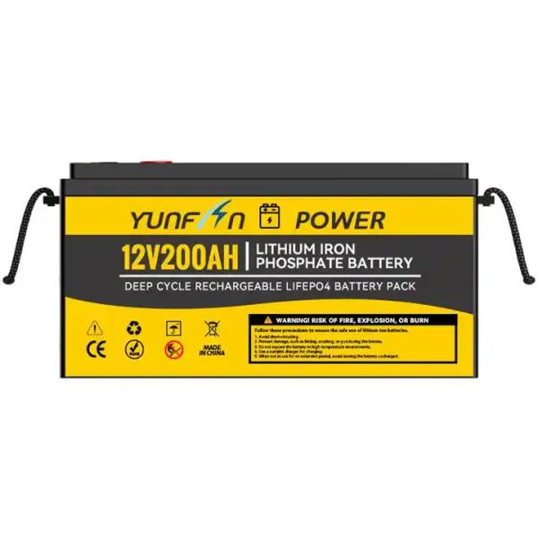 12V 200Ah LiFePO4 Battery 0.5C Charge Discharge 12.8V 2560Wh Deep Cycle Lithium Battery With BMS 5000 Cycles Replace Lead Acid For RV Solar Marine UPS Backup Power
