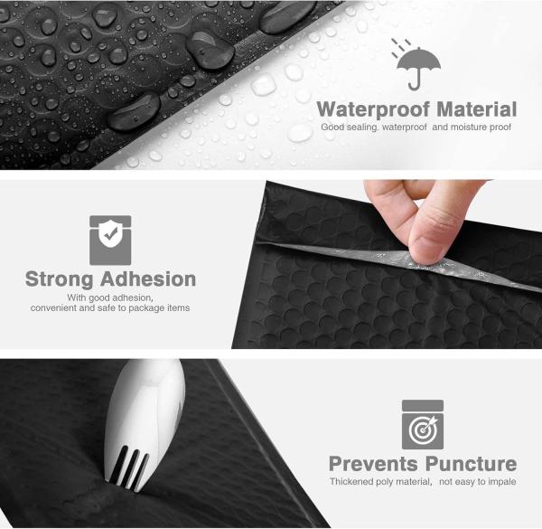 Black Matte Self-Sealing Poly Bubble Transport Mailing Bag For Business Bubble Mail