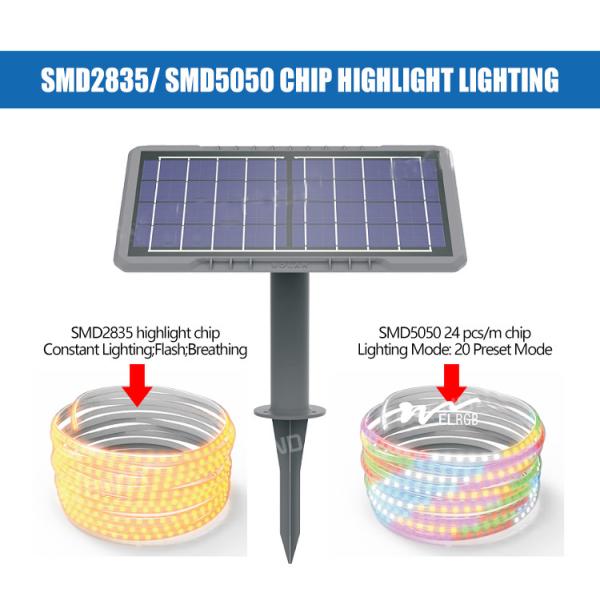 10м 2835 Наружные канатные солнечные фонари 3500K LiFePO4 солнечные светодиоды