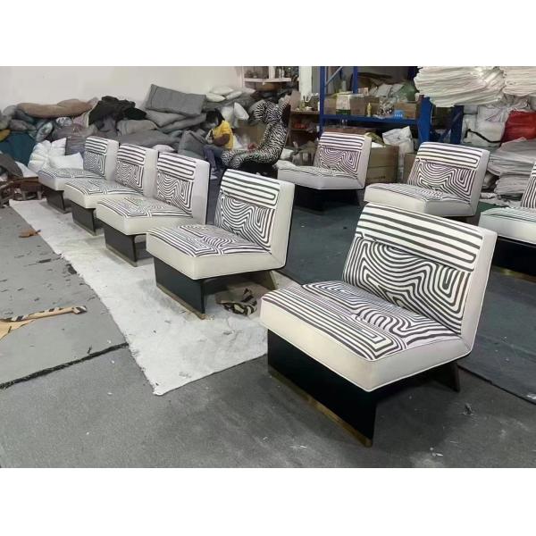 Black White Texture Custom Sofa Bed With Metal Leisure Chair