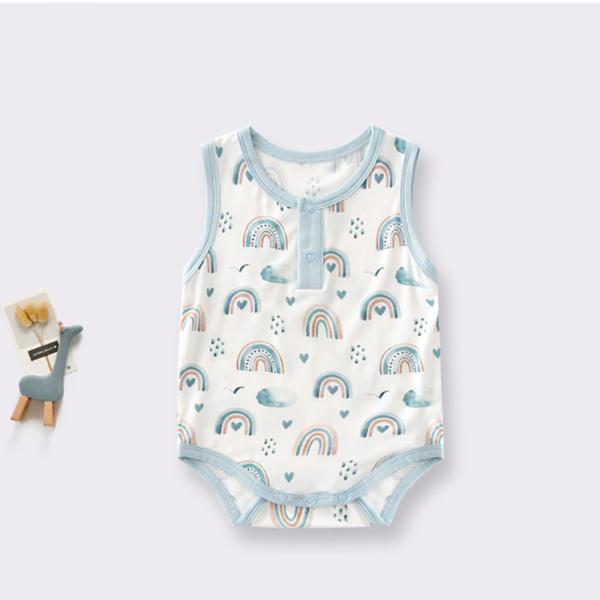 Summer Printing Bamboo Fiber Baby Rompers Sleeveless Newborn Clothes Snap Buttons Unisex Infant Sleepers