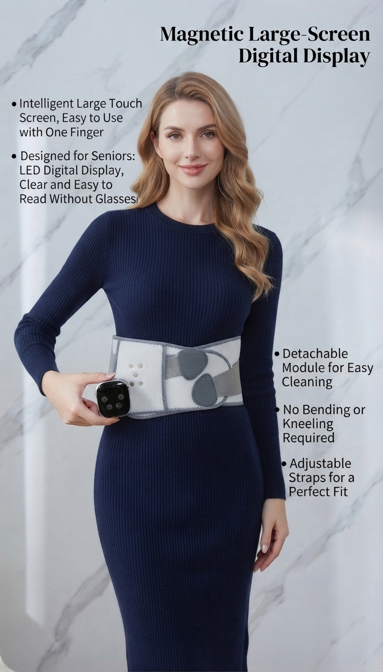 ZN-DM22 Portable Waist Massager with EMS Pulse, Vibration & Heat Therapy