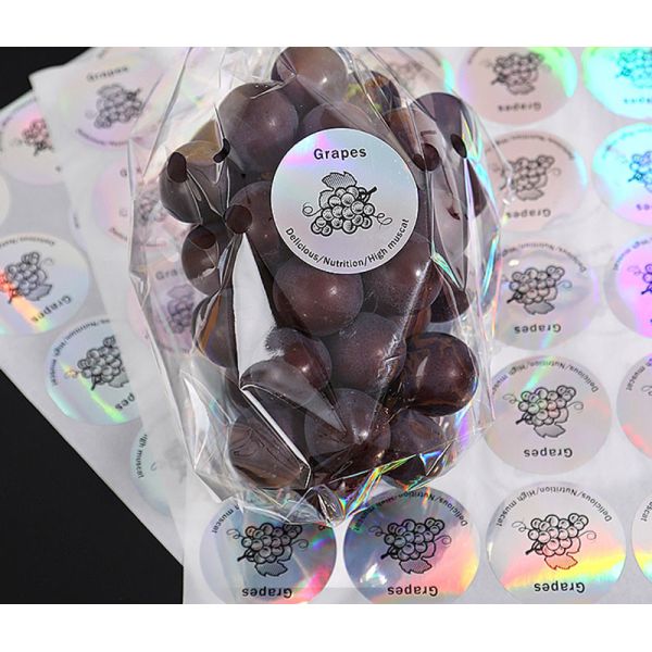 Holographic Fruit Food Packaging Sticker Label Cherry Grape Banana Fruit