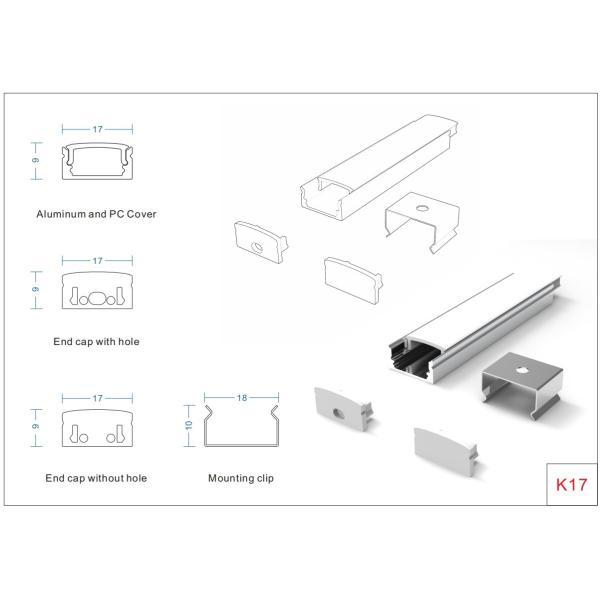 Extrusion Housing 6063 Aluminium Led Strip Channel With Pc Pmma Cover Endcaps Clip