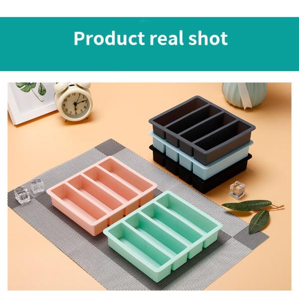Multicolor 4 Grids Ice Cube Trays Molds with Food Grade Silicone Material 17*14.3*3.6cm