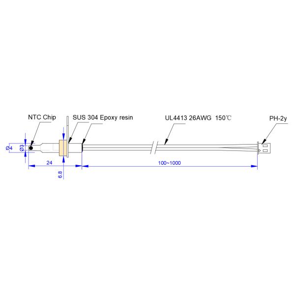 100K 3950K Электрический чайник NTC Температурный зонд 230 мм длина