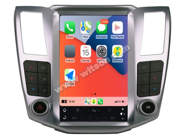 Écran Android Tesla Vertical 11.8 pour Lexus RX300 330 350 400H 2004-2008, Système multimédia stéréo GPS Carplay pour voiture