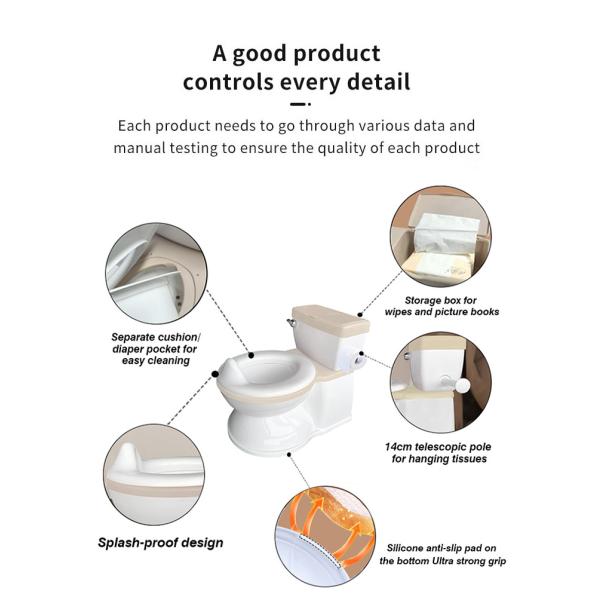 Baby Potty Toilet with Cute Cartoon Design Easy To Clean Kids Potty with Flushing Sound Music