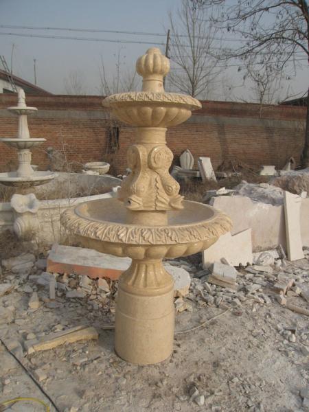 Simple 3 Tier 10x10cm Sample White Marble Water Fountain Stone Carving Sculpture