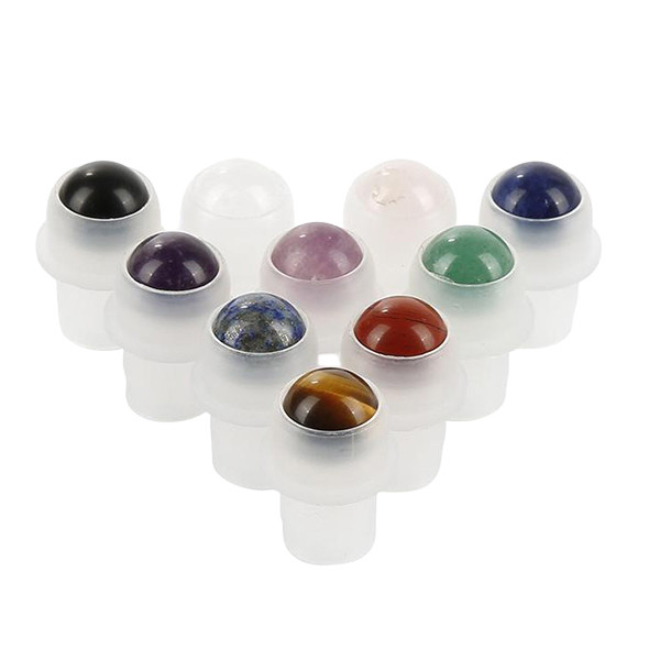 Wholesale 10ml Glass Roll On Bottles With Caps Various Convenient And Practical Roll On Plastic Bottle Pink Natural Gemstone Roller