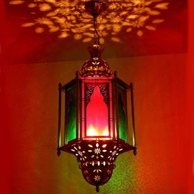 Home Stained Vintage Copper Chandelier With Hollow Art 80lm Lamp Luminous Flux