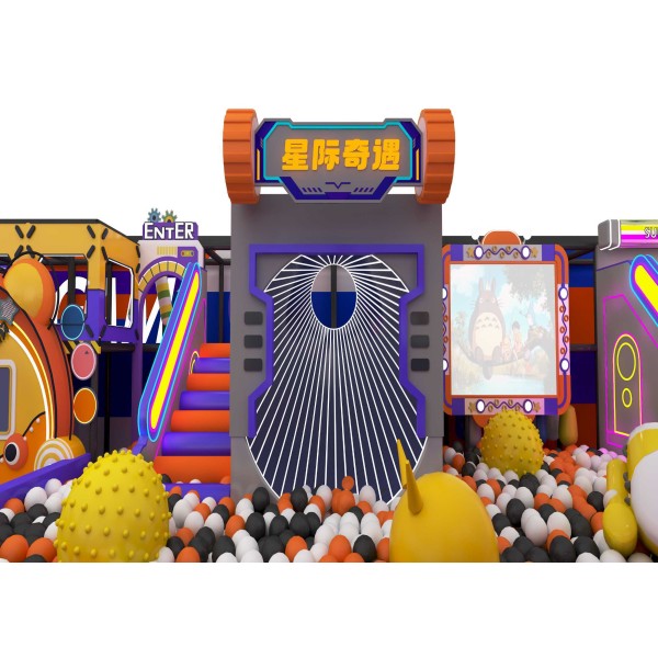 Macaron Indoor Sports Arenas Waterproof Surface with Slide Maze Trampoline