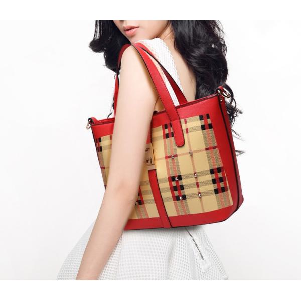 2016 spring new plaid pu bucket bag type shoulder bag Mobile Messenger