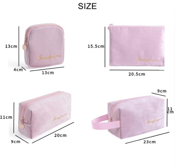 Wholesale Custom Best Selling Colorful Flannel Custom Cosmetic Set Make Up Bag for Women