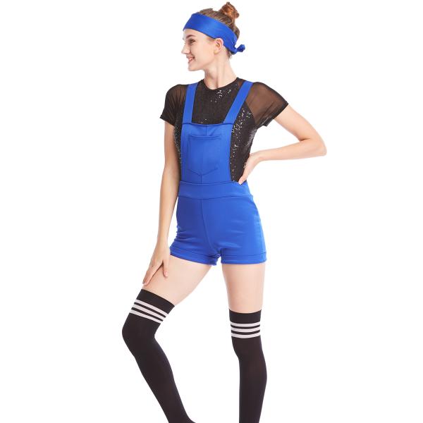 MiDee 3 Piece Jumpsuit Costume Mock Neck Short Sleeves Performance Wear