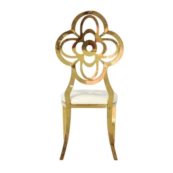 Flower Back Gold Stainless Steel Wedding Chairs For Banquet Hall
