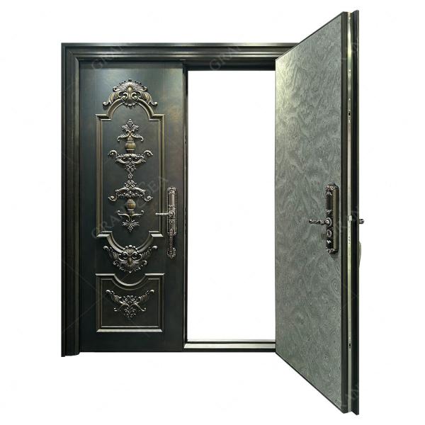 Villa Aluminum Door Stainless Steel   Security Door With Smart Lock Entrance Door  for House
