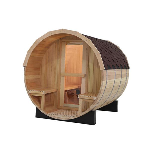 6KW Traditional Barrel Sauna 4 Person Canadian Hemlock Sauna Room